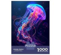 Rompecabezas para Adultos De 1000 Piezas Neon Jellyfish Rompecabezas para Adultos Juegos Familiares Regalos para Mujeres Cumpleaños Y Navidad 38x26cm/1000pcs
