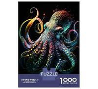 Rompecabezas para Adultos De 1000 Piezas Neon Octopus Rompecabezas para Adolescentes Juguetes Antiestrés Desafío Difícil Cumpleaños 38x26cm/1000pcs