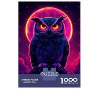 Rompecabezas para Adultos De 1000 Piezas Neon Owl Under Full Moon Rompecabezas para Adultos Juego Práctico Difícil Difícil Cumpleaños Y Navidad 52x38cm/1000pcs