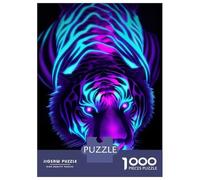 Rompecabezas para Adultos De 1000 Piezas Neon Tiger Rompecabezas para Adultos Juguete Decoración De Pared Difícil Difícil para Cumpleaños, Navidad 38x26cm/1000pcs