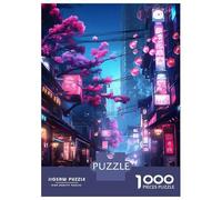 Rompecabezas para Adultos De 1000 Piezas Neon Tokyo Sakura Street Rompecabezas para Adultos Juego De Ingenio Regalos para Mujeres Actividades Divertidas En Casa 38x26cm/1000pcs
