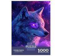 Rompecabezas para Adultos De 1000 Piezas Neon Wolf in Cosmos Rompecabezas para Adultos Juguete Decoración De Pared Difícil Difícil para Cumpleaños, Navidad 52x38cm/1000pcs