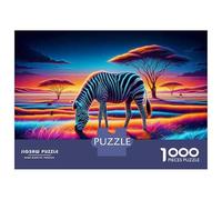 Rompecabezas para Adultos De 1000 Piezas Neon Zebra in African Landscape Rompecabezas para Adultos Juego Práctico Corte De Precisión 70x50cm/1000pcs