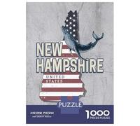 Rompecabezas para Adultos De 1000 Piezas New Hampshire Map USA Rompecabezas para Adultos Juegos Divertidos Difícil Difícil Regalos De Cumpleaños Y Únicos 70x50cm/1000pcs
