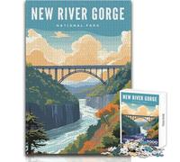 Rompecabezas para Adultos de 1000 Piezas, New River Gorge NTL Park, Juego Educativo Familiar, Regalo antiestrés para cumpleaños, tamaño 38x52cm