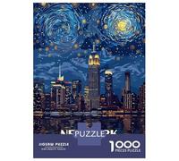 Rompecabezas para Adultos De 1000 Piezas New York City Starry Night Rompecabezas para Adolescentes Juguetes Antiestrés Mejora La Memoria Gran Regalo para Jugar 70x50cm/1000pcs