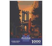 Rompecabezas para Adultos De 1000 Piezas New York Cityscape with Manhattan Bridge Rompecabezas para Adultos Juegos De Relajación Corte De Precisión Difícil Y Desafiante 70x50cm/1000pcs