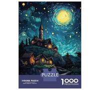 Rompecabezas para Adultos De 1000 Piezas Night Village Under Starry Sky Rompecabezas para Adultos Juego Práctico Corte De Precisión 52x38cm/1000pcs