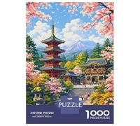 Rompecabezas para Adultos De 1000 Piezas Nikko Japan Pagoda and Cherry Blossoms Rompecabezas para Adultos Juegos Relajantes Desafío Difícil Regalo De Cumpleaños, Regalos, 38x26cm/1000pcs