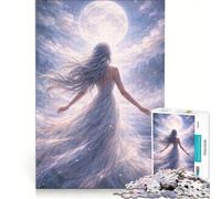 Rompecabezas para Adultos de 1000 Piezas Niña a la luz de la Luna Juegos relajantes interacción Entre Padres e Hijos Regalo de cumpleaños Regalos de Viaje 50x75cm