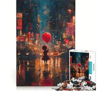 Rompecabezas para Adultos de 1000 Piezas Niña con Globo en la Ciudad, Juegos Familiares, interacción Entre Padres e Hijos, Regalos para Amigos y Familiares 50x75cm