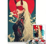 Rompecabezas para Adultos de 1000 Piezas: Niña Demonio con los Ojos vendados y Vestido de dragón, Juego de ingenio, Montaje de Patrones, Regalo Ideal para los Amantes de los Videojuegos 38x52cm