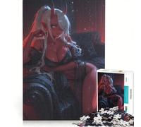Rompecabezas para Adultos de 1000 Piezas Niña Demonio de Piel roja en un sofá Juguete Decorativo para Pared Un Reto para completar Toda la Familia 50x75cm