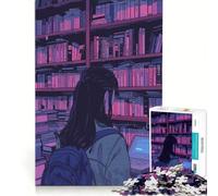 Rompecabezas para Adultos de 1000 Piezas Niña en una librería, Juguetes antiestrés, Ideal para la interacción Entre Padres e Hijos, cumpleaños 38x26cm