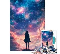 Rompecabezas para Adultos de 1000 Piezas Niña Mirando Las Estrellas Rompecabezas de 1000 Piezas para armar Juguetes para Mejorar la Memoria cumpleaños y Navidad (38x26cm)