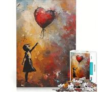 Rompecabezas para Adultos de 1000 Piezas Niña Que alcanza un Globo con Forma de corazón, Pintura, Juguetes antiestrés, interacción Entre Padres e Hijos, cumpleaños 38x52cm