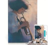 Rompecabezas para Adultos de 1000 Piezas Niña Tocando la Trompeta Arte Digital Juegos Familiares Análisis y lógica Regalos para Amigos y Familiares 50x75cm