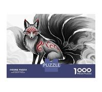 Rompecabezas para Adultos De 1000 Piezas Nine-Tailed Fox Illustration Rompecabezas para Adultos Juguete Decoración De Pared Decoración del Hogar Regalos para Amigos Y Familiares 52x38cm/1000pcs