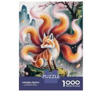 Rompecabezas para Adultos De 1000 Piezas Nine-Tailed Fox in Asian Landscape Rompecabezas para Adultos Juguete Decoración De Pared Corte De Precisión 70x50cm/1000pcs