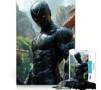 Rompecabezas para Adultos de 1000 Piezas Ninja Negro con Ojos Rojos,Juego de Bordes limpios,Juguete de construcción Que fomenta la concentración,diversión pausada, 50x75cm