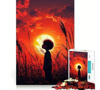 Rompecabezas para Adultos de 1000 Piezas Niño contemplando la Puesta de Sol en un Campo Diseño Limpio y Elegante Juguete Que desafía la Mente Ideal para Momentos de Ocio y como Regalo de cumpleaños