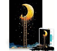 Rompecabezas para Adultos de 1000 Piezas Niño en la Luna con Escalera a Las Estrellas Diseño Juego para estimular la Mente Tiempo de Juego Tranquilo (38x26cm)