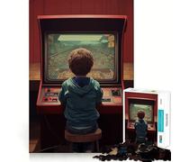 Rompecabezas para Adultos de 1000 Piezas Niño en la Zona,Ajuste, Arte,Juego Inteligente,Regalo,Juego Lento,Regalo de Arte navideño (38x52cm)