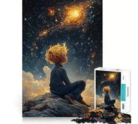 Rompecabezas para Adultos de 1000 Piezas Niño Mirando Las Estrellas Encaje Arte,lógica,Habilidad Juego Lento Tranquilo (38x52cm)