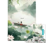 Rompecabezas para Adultos de 1000 Piezas Niño remando en un Bote Juego Familiar Juguetes educativos Gran Regalo para quienes disfrutan de los Juegos y Desean Mejorar la Memoria (Tamaño 38x52cm)