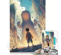 Rompecabezas para Adultos de 1000 Piezas: Niño y Monstruo Gigante en una Ciudad en ruinas Juego práctico, Actividades Divertidas para Hacer en casa Un Regalo estupendo para los Amantes de los Juegos