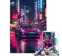 Rompecabezas para Adultos de 1000 Piezas Nissan GT-R en Neon City Ayuda a ejercitar el Cerebro Regalo de cumpleaños Juguetes de decoración para el hogar Apto para Mayores de 14 años (38x52cm)