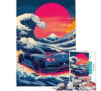 Rompecabezas para Adultos de 1000 Piezas Nissan GT-R Wave Art Difícil y desafiante Juego Educativo práctico de Aprendizaje para Mayores de 14 años Juego de Rompecabezas ofrecido (50x75cm)