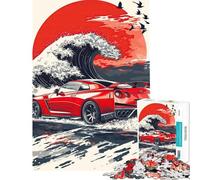 Rompecabezas para Adultos de 1000 Piezas Nissan GT-R Wave Art Rompecabezas para Adultos Juego Familiar Una Obra de Arte Gran Regalo para los Amantes de los Juegos (Tamaño 38x52cm)