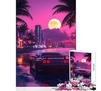 Rompecabezas para Adultos de 1000 Piezas Nissan R Neon City Nightscape Juguete para decoración de Pared Regalo Divertido Juegos educativos con Piezas de Formas aleatorias Totalmente entrelazadas