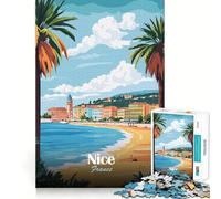 Rompecabezas para Adultos de 1000 Piezas Niza,Francia Póster de Viaje Corte Impecable Juego Divertido de concentración Regalo Juego de Juego Gratuito Regalo Divertido de cumpleaños (50x75cm)