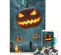 Rompecabezas para Adultos de 1000 Piezas Noche de Halloween con Calabazas flotantes, Juego Interactivo, difícil y desafiante, Toda la Familia 38x26cm