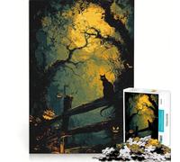 Rompecabezas para Adultos de 1000 Piezas Noche de Halloween, Gato y Calabazas, Juegos Divertidos, Carrera de Velocidad, colección de Artistas, Bellas Artes 38x52cm