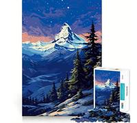 Rompecabezas para Adultos de 1000 Piezas Noche de Invierno en los Alpes suizos, diseño de Bordes Finos, Juego cognitivo, Juguete Relajante, decoración navideña para Pared (38x26cm)