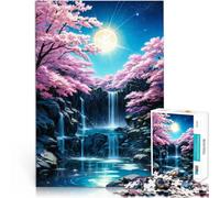 Rompecabezas para Adultos de 1000 Piezas Noche de los cerezos en Flor en Japón Juego Familiar para y decoración de Pared 38x26cm