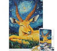 Rompecabezas para Adultos de 1000 Piezas Noche Estrellada Gacela Rompecabezas para Adolescentes Juegos relajantes Carrera de Velocidad de Manos cumpleaños y Navidad (50x75cm)