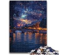 Rompecabezas para Adultos de 1000 Piezas: Noche Estrellada sobre el río Sena Cada Pieza es única Un Juego desafiante y Divertido para Toda la Familia (50x75cm)