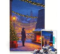 Rompecabezas para Adultos de 1000 Piezas: Nochebuena en un Pueblo nevado, Juguetes para armar, Entrena tu Cerebro y Tus Manos, con póster y Hoja de Preguntas a Juego 38x26cm