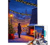 Rompecabezas para Adultos de 1000 Piezas Nochebuena en un Pueblo nevado Rompecabezas práctico para Adultos Decoración Perfecta cumpleaños y Navidad (Tamaño 50x75cm)