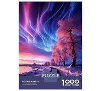 Rompecabezas para Adultos De 1000 Piezas Northern Lights and Trees Rompecabezas para Adultos Juguetes Antiestrés para La Diversión Familiar Desafío Educativo 52x38cm/1000pcs