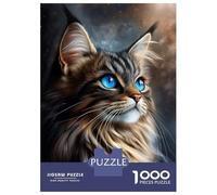 Rompecabezas para Adultos De 1000 Piezas Norwegian Forest Cat with Blue Eyes Rompecabezas Antiestrés Juguetes Divertidos Y Humorísticos Actividades Divertidas En Casa, 70x50cm/1000pcs