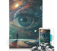 Rompecabezas para Adultos de 1000 Piezas, Obra de Arte Digital Ojo Surrealista en el Cosmos, Juegos Familiares, análisis y lógica, para Mejorar el Amor Entre Parejas 38x52cm