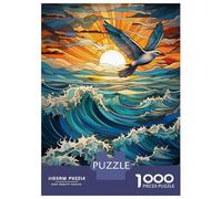 Rompecabezas para Adultos De 1000 Piezas Ocean Stained Glass Rompecabezas para Adultos Juegos De Relajación Regalo De Cumpleaños Regalos para Reducir El Estrés 52x38cm/1000pcs