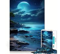 Rompecabezas para Adultos de 1000 Piezas,océano Azul,Cielo Nocturno,Ajuste, Arte,Juego de concentración,Regalo para el Tiempo de Descanso,Juego de cumpleaños 38x52cm