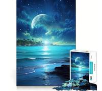 Rompecabezas para Adultos de 1000 Piezas Océano Azul,Cielo Nocturno,Bordes definidos,Juguete para ejercitar la Mente,diversión sin complicaciones,decoración navideña 38x26cm