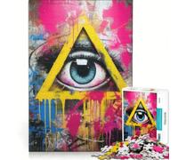 Rompecabezas para Adultos de 1000 Piezas: Ojo en triángulo, Arte Graffiti, Juego práctico, Ideal para Pasar el Tiempo en casa, Fortalecer el Amor Entre Parejas 38x52cm